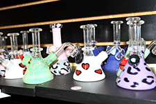 Water pipes at Queen Bee's Smoke Shop in Las Cruces