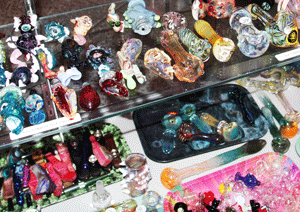 Custom smoking pipes at Queen Bee's Smoke Shop in Las Cruces