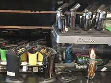 Torches and lighters for sale at Queen Bee's Smoke Shop in Las Cruces