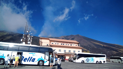 Volcano vent holes in Taormina, Italy